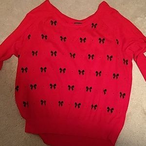 Torrid red sweater with black bows size 3
